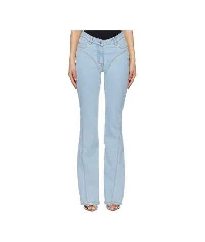 Mugler Rhinestone-embellished Flared Jeans In Blue