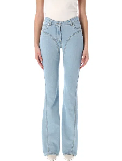 Mugler Rhinestone-embellished Flared Jeans In Blue