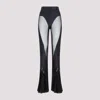Mugler Flared Sheer Pants With Tulle Ruffles In Black Black