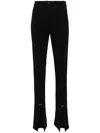 Mugler Piercing Detail High-waisted Trousers With Ankle Slit In Black