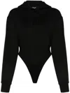 Mugler Cotton Hooded Bodysuit In Black