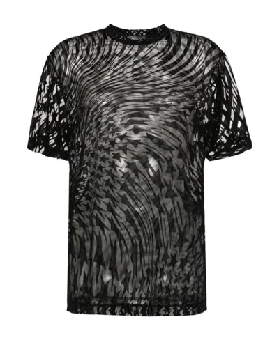 Mugler Flocked-print T-shirt In Black