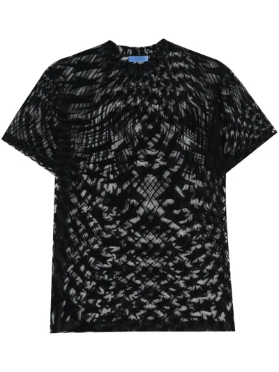 Mugler Flocked Tulle T-shirt In Black
