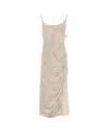 Mugler Floral-velvet Asymmetric Gown In Nude