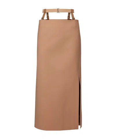 Mugler Front-slit Midi Skirt In Animal Print