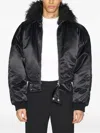 Mugler Fur Collar Bomber Jacket In Black