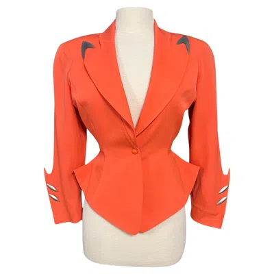 Pre-owned Mugler F/w 1989 Thierry  Orange Futuristic Metal Sculptural Jacket
