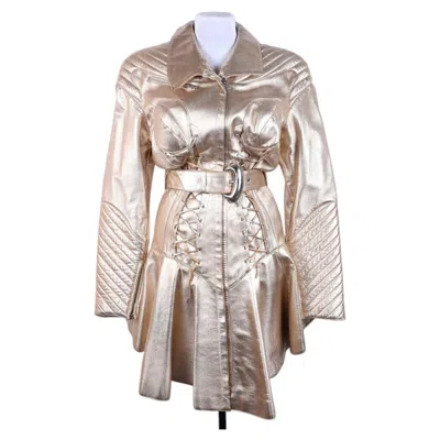 Pre-owned Mugler Fw 1991 Vintage Gold Leather Coat / Size 38 In Gray