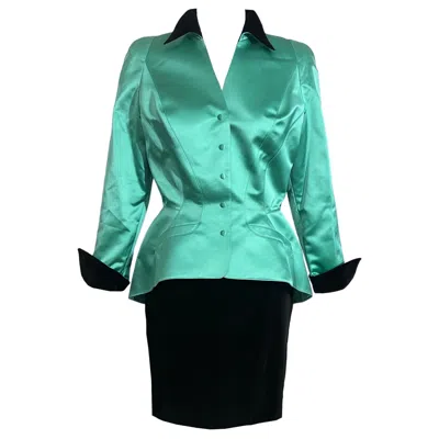 Pre-owned Mugler F/w 1996 Thierry  Green Silk Structural Runway Suit With Tags