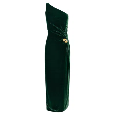 Pre-owned Mugler F/w 2000 Thierry  Runway Cat Eye Brooch Green Velvet Evening Gown F42