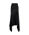 Mugler Asymmetric Hem High Waist Midi Skirt In Black