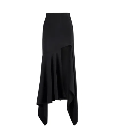 MUGLER MUGLER GABARDINE ASYMMETRIC MIDI SKIRT