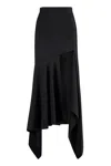 Mugler Asymmetric Hem High Waist Midi Skirt In Black
