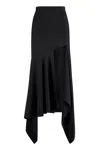Mugler Gabardine Midi Skirt With Cut-out Details In Black