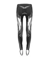 Mugler Glossy Sheer-panelled Spiral Leggings In Black