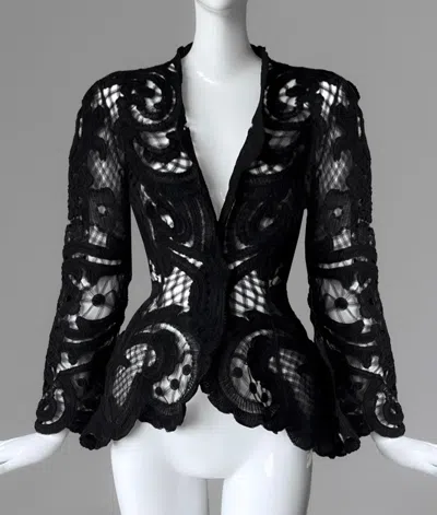Pre-owned Mugler Gorgeous Rare Thierry  Jacket Black Lace Semi Sheer Dream