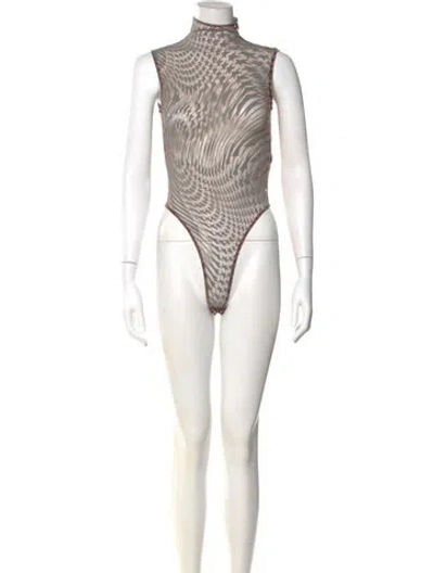 Pre-owned Mugler Graphic Print Bodysuit In Gray