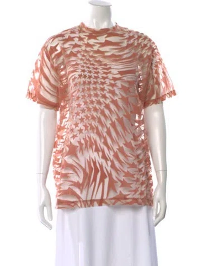 Pre-owned Mugler Graphic Print Crew Neck Top W/ Tags In Pink