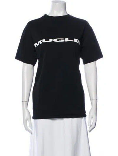 Pre-owned Mugler Graphic Print Crew Neck T-shirt In Black
