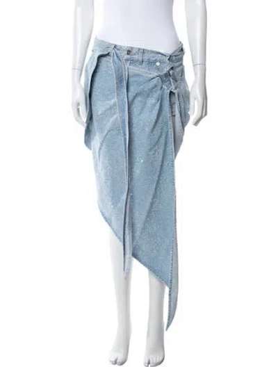 Pre-owned Mugler Graphic Print Mini Shorts W/ Tags In Blue
