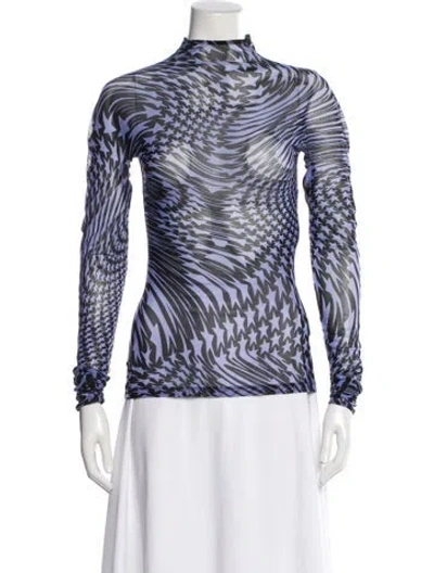 Pre-owned Mugler Graphic Print Mock Neck Top In Multi