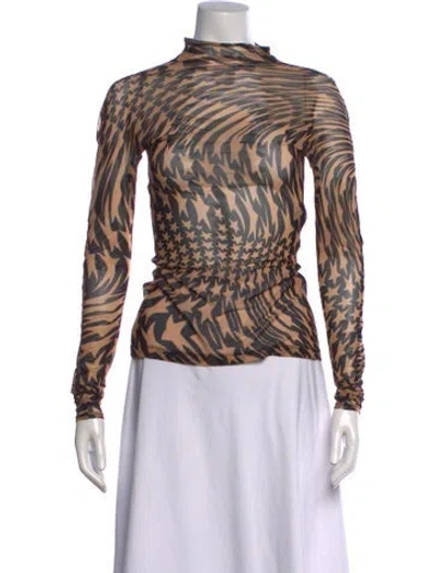 Pre-owned Mugler Graphic Print Mock Neck Top In Multicolor