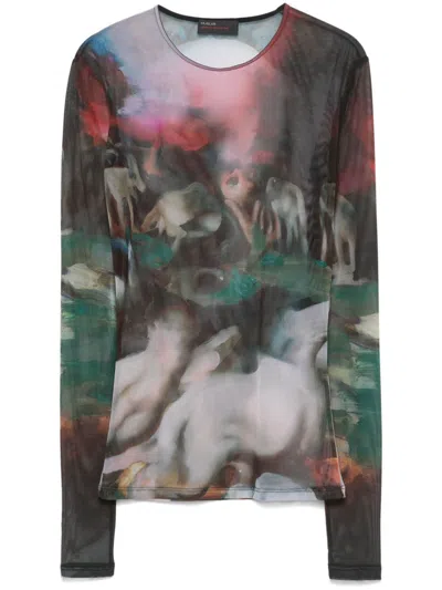 Mugler Graphic-print T-shirt In Green/red
