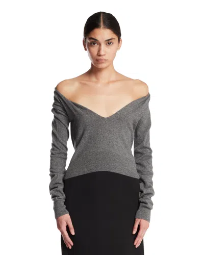 Mugler Gray Cashmere Top