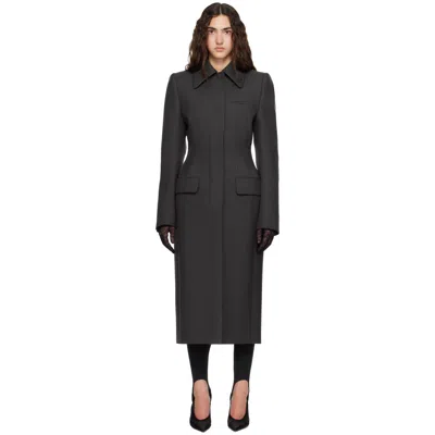Mugler Gray Hourglass Coat In 8033anthracite