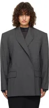 Mugler Gray Oversized Tailored Blazer In 8026 Grey Melange