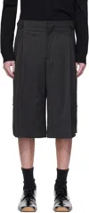 Mugler Gray Pinstripe Pierced Tailored Shorts In Bg99