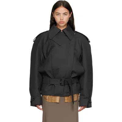 Mugler Gray Round Jacket In Black