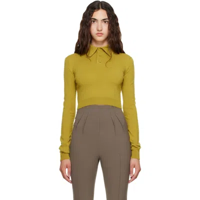 Mugler Green Cashmere Cropped Polo In 5042moss