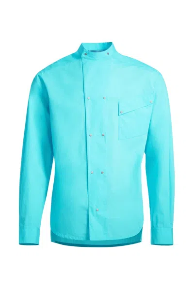 Pre-owned Mugler H&m Doublebreasted Poplin Shirt (mens) In Turquoise