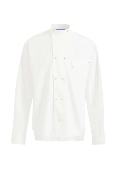 Pre-owned Mugler H&m Doublebreasted Poplin Shirt (mens) In White