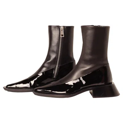 Pre-owned Mugler H&m Leather Ankle Boots Black - Us 7 / Eu 39 / Uk 6 Limited Edition New