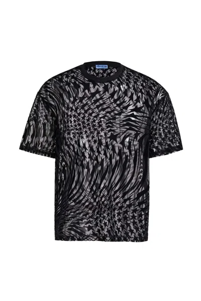 Pre-owned Mugler H&m Swirling Star Mesh T-shirt (mens) In Black