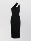 Mugler Viscose Crepe One Shoulder Midi Dress In Black