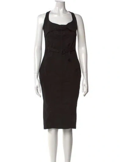Pre-owned Mugler Halterneck Knee-length Dress W/ Tags In Black