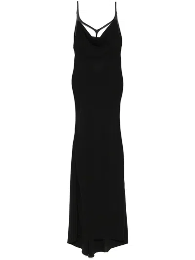 Mugler Harness Crepe Gown In Black