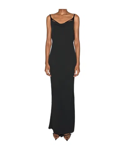 Mugler Harness Crepe Gown In Black