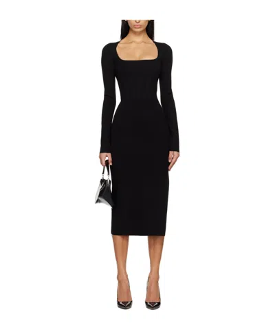 Mugler Heaven Long-sleeved Dress In Black