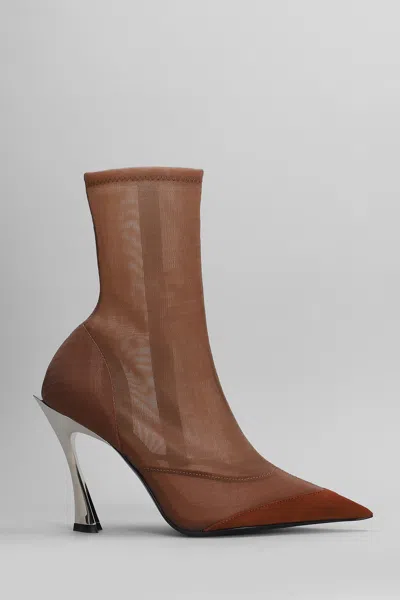 Mugler High Heels Ankle Boots In Leather Colour Nylon