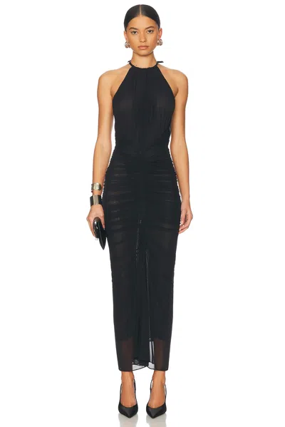Mugler High Neck Dress In Black
