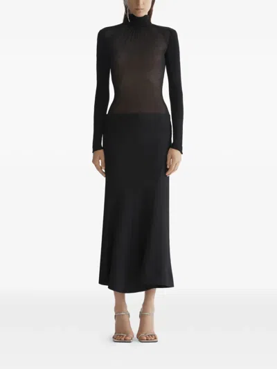 Mugler Langärmeliges Kleid Mit Stehkragen In Black