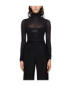 Mugler High-neck Long-sleeve Top In Black