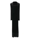 Mugler High-neck Mesh Maxi Dress In Black