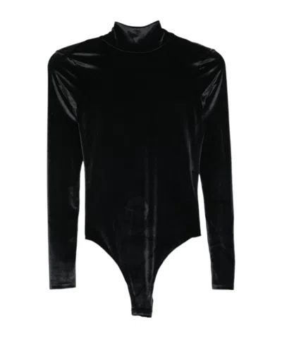 MUGLER HIGH-NECK VELVET BODYSUIT