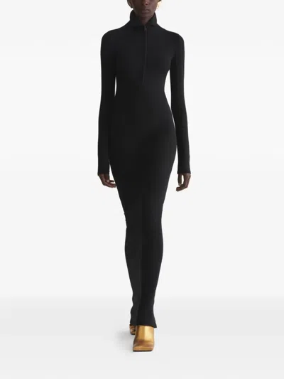 Mugler High-neck Zip Dress In Black