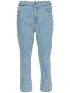 Mugler Cropped Jeans With Belt Loops And Pockets In Blue